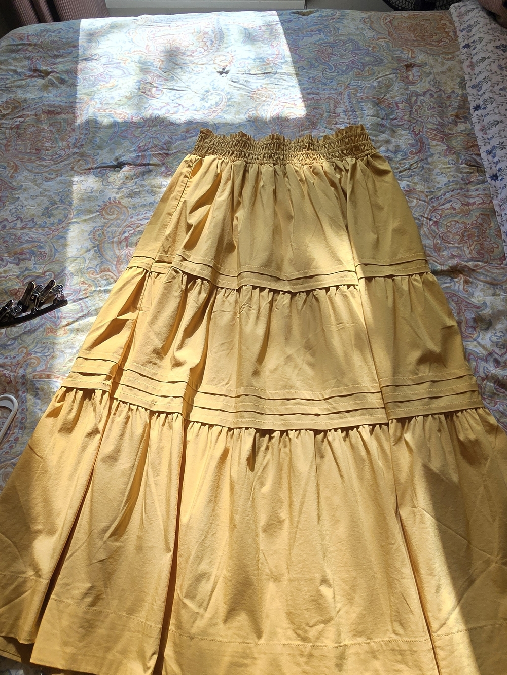 Philosophy Sunny Yellow Tiered Maxi Skirt with Smocked Waist